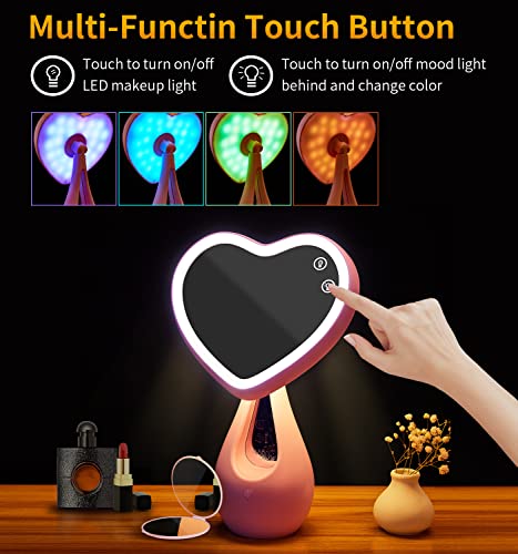 Makeup Mirror With Lights,Led Rechargeable Makeup Mirror,Back Ambient Light, Nice Gift For Daughter Girlfriend Wife Sister #TOP1