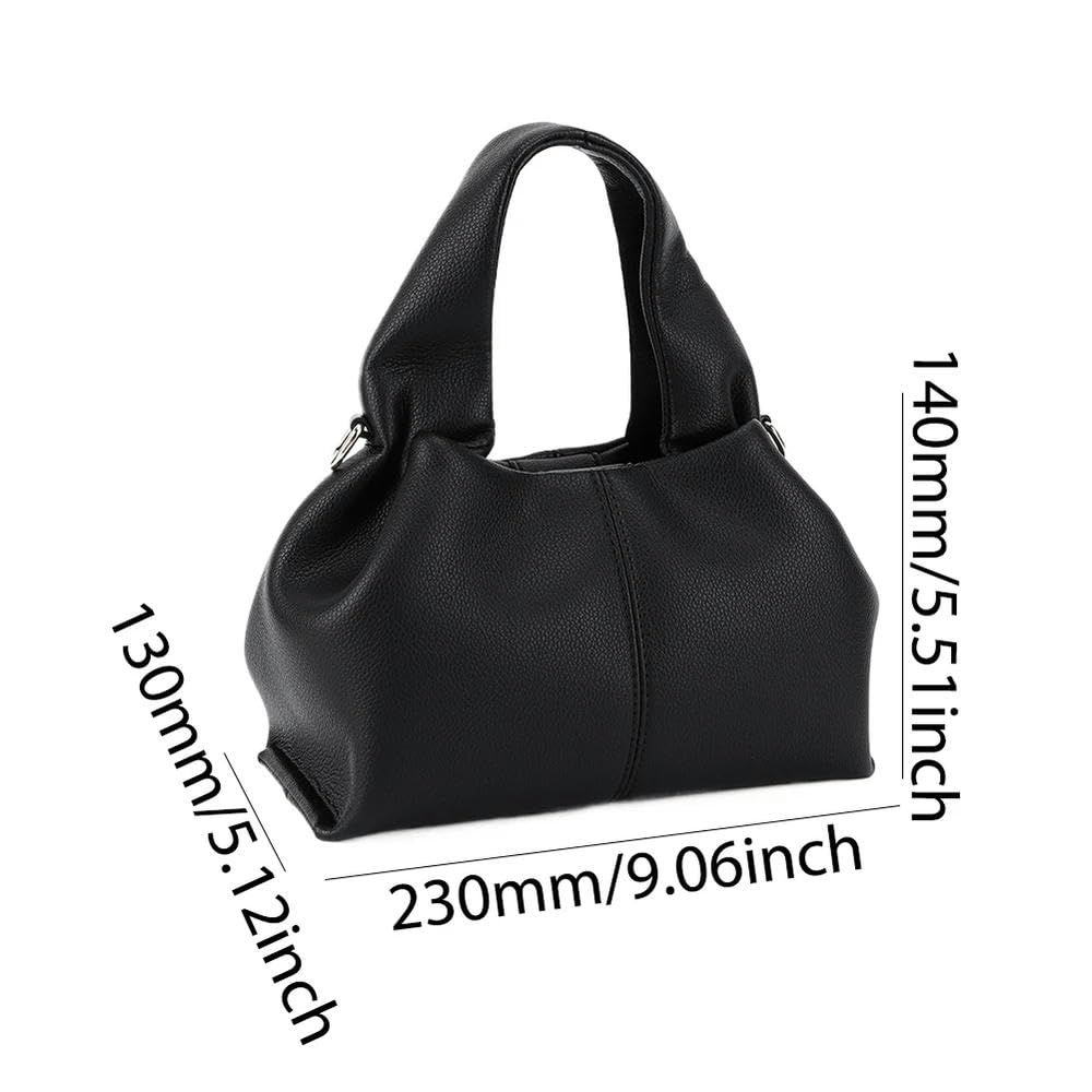 ZBDZSW Cloud Pouch Bag Dumpling Clutch Purse Handbag Leather Tote Shoulder Retro Crossbody Bag Top Handle with Removed Strap Brown