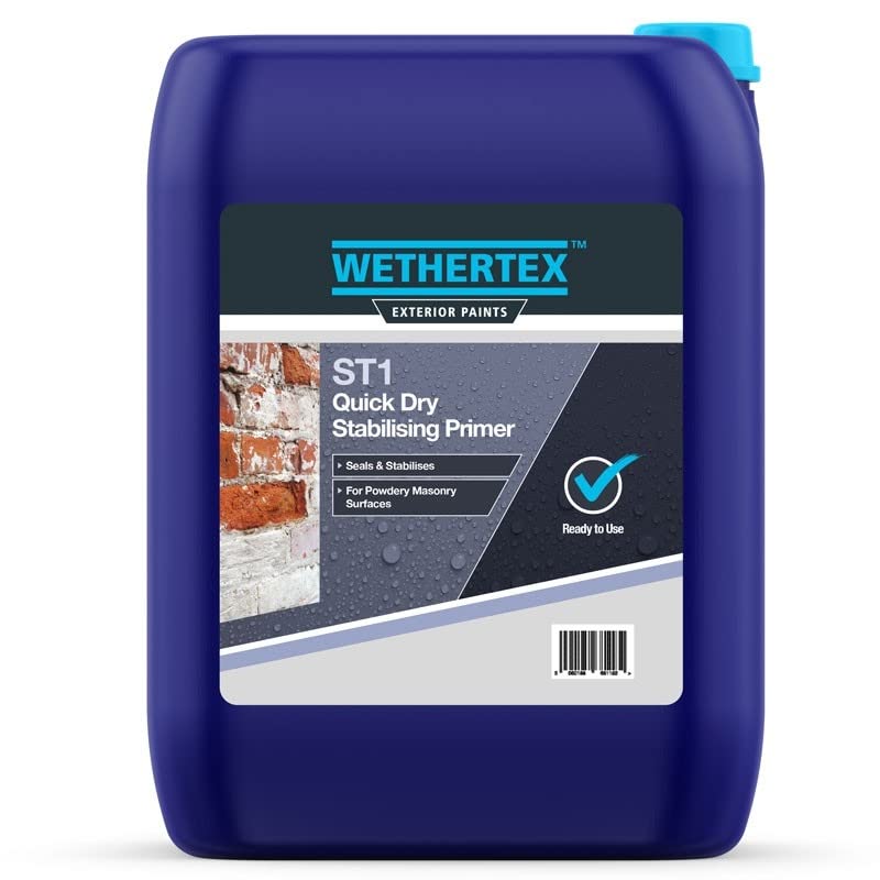 Rawlins Paints Wethertex ST1 Quick Dry Stabilising Primer - Excellent Adhesion - Quick Drying Formula - Water Based - Clear - 5L