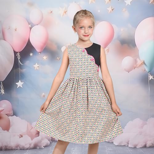 Sunny Fashion Girls Dress Blue Stripe Asymmetrical Color Block Button Sleeveless Casual3