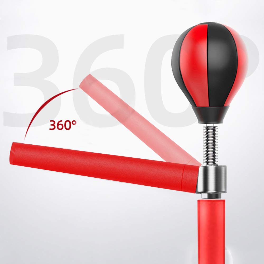 Punching ball, boxing punching kickboxing speed training regolabile in altezza con spinning bar a 360° per allenamento boxe, nero e rosso