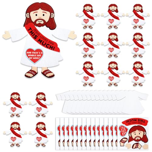 Yousoontic 24 Pcs Jesus Loves You This Much Felt Cut Out Bible Jesus Felt Crafts Sunday School Crafts for Kids Church Home Classroom Fun Activities