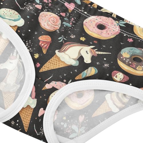 Wusikd Unicorns Ice Cream Girls' Underwear Cotton Doughnuts Girls Briefs Soft Toddler Underwear 2T4