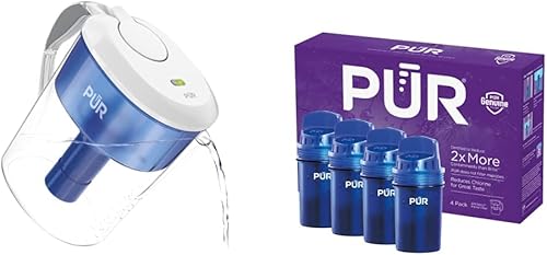 PUR Plus - Sistema de filtración de jarra de agua con 6 meses de filtros, 11 tazas, CR1111WLCR y filtro de repuesto para jarra de agua (paquete de