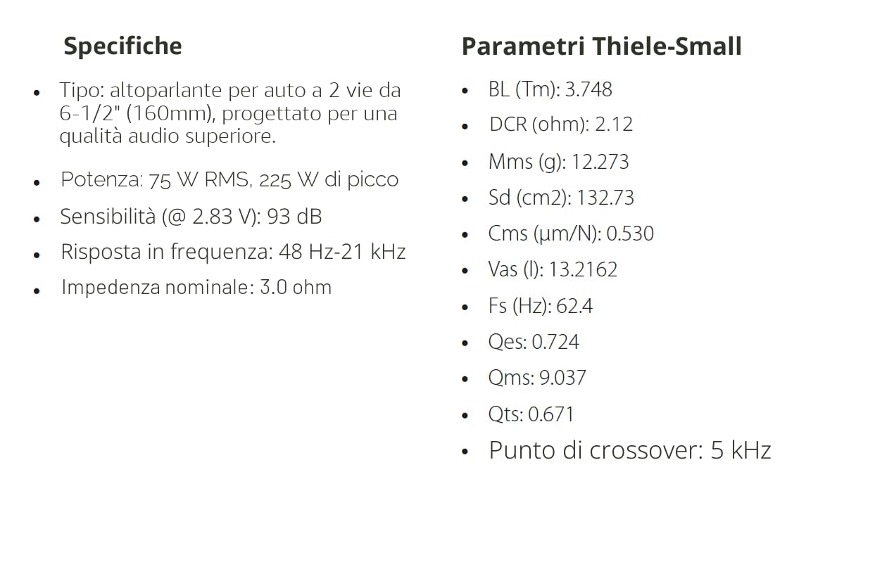 Cassa JBL Club 64SQ Gen 3 - Casse Auto 16.5 cm di Harman Kardon - qualità Audio di Alto Livello per l'Upgrade Definitivo : 75W RMS, 225W Max, Woofer al Carbonio e Incredibile Magnete in Ferrite Y40