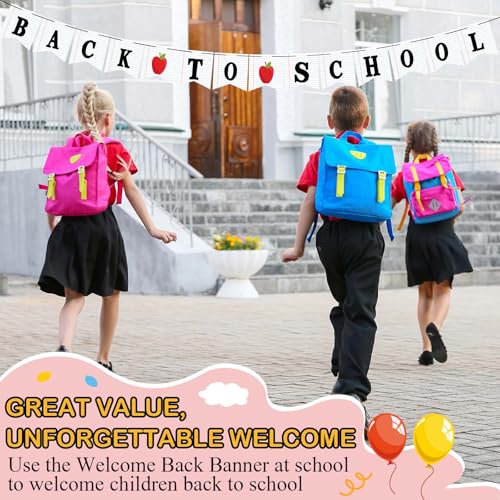 Image of Mooliwe Classroom Decor DIY Banner, Welcome Back to School Party Supply Custom Hanging Bunting Garland Kit with Letters for First Day of School Ambience Celebration Decoration(White,Notebook)