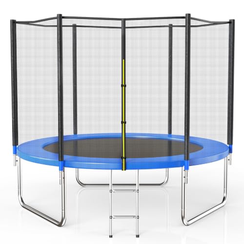 AOTOB 8 FT Trampoline Safety Enclosure Net Combo Bounce Jump for Kids Outdoor with Spring Pad Jump Mat & Ladder