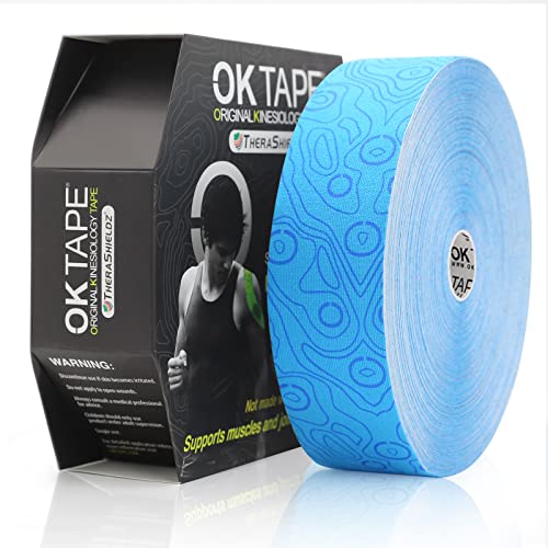 Image of (2in X 103 Feet) OK TAPE PRO Bulk Kinesiology Tape, Original Elastic Latex Free Kinesiology Therapeutic Tape, Free Cut Printed