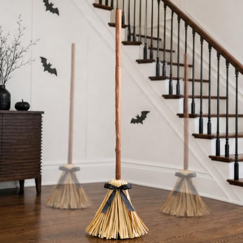 Joyehome Halloween Decorations Indoor 49 Animated Floating Witch Broom with Sound & Touch Activated Sensor Spooky Halloween Party Decor Haunted Dancing Magic Broom for Home