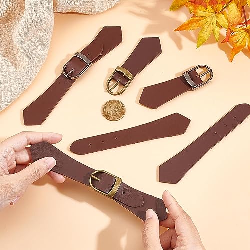GORGECRAFT 4 Sets 2 Colors PU Leather Sew-on Toggles Tab Closures Clips Brown Snap Toggle Buttons Sew On Jacket Buckles Metal Leather Cloak Clasp Fastener Replacement for Handmade Decor DIY Craft - Image 3