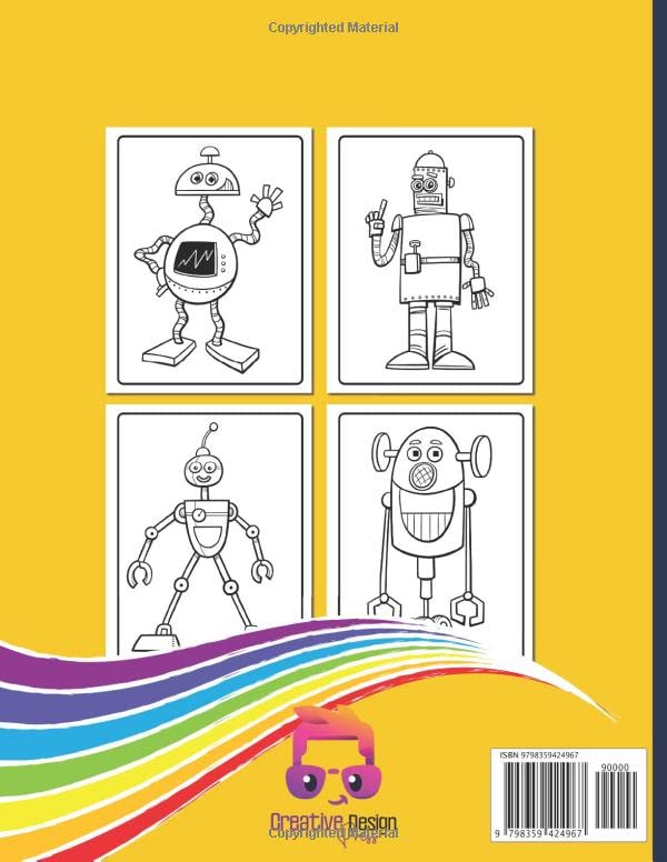 Funny Robots Coloring Book for Kids Ages 4-8: Robot Lovers Gift for Preschool, and Kindergarten Children, Boys & Girls with Large, Easy, and Fun ... Provides Hours of Pleasure and Relaxation. image 3