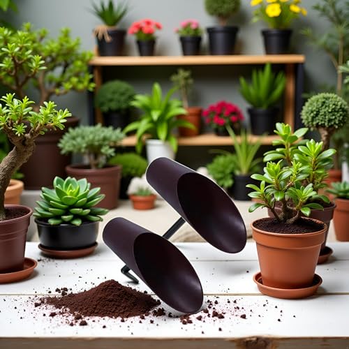 2 piezas de palas para tierra de bonsái color café miniatura 4