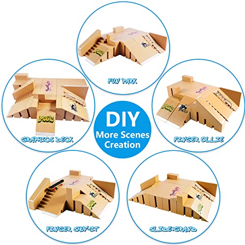 Hailey&Elijah FSRS-1 Fingerboard Skate Park Kit,Skateboard Finger Toys With 3 Finger Skateboards & 8 Skatepark Deck Ramp thumb #4