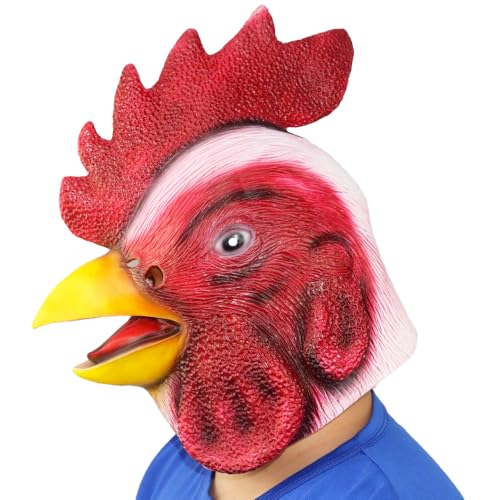 Chicken Head Mask Adult Funny Rooster Mask for Halloween Costume Party Carnival Prop