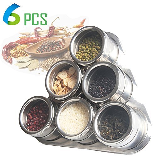 Buy 5pcs/set Clear Lid Magnetic Spice Tin Jar Stainless Steel Spice Sauce Storage Container Jars Kitchen