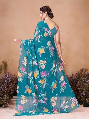Image of Garden Vareli Women Georgette All Over Floral Printed Saree