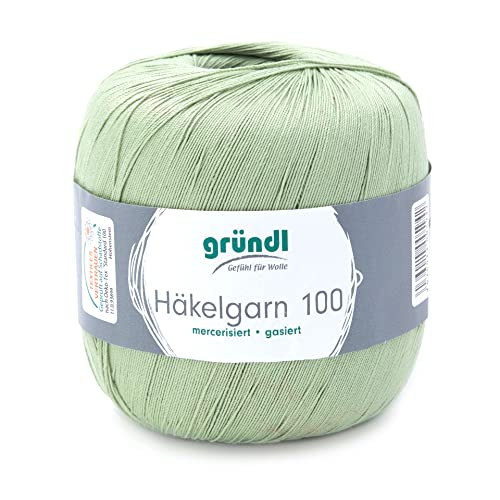 Häkelgarn 100 Gründl 100% Baumwolle, Filetgarn,häkeln, 100g 566 m,NS -2,Stärke 10 (123 grün)