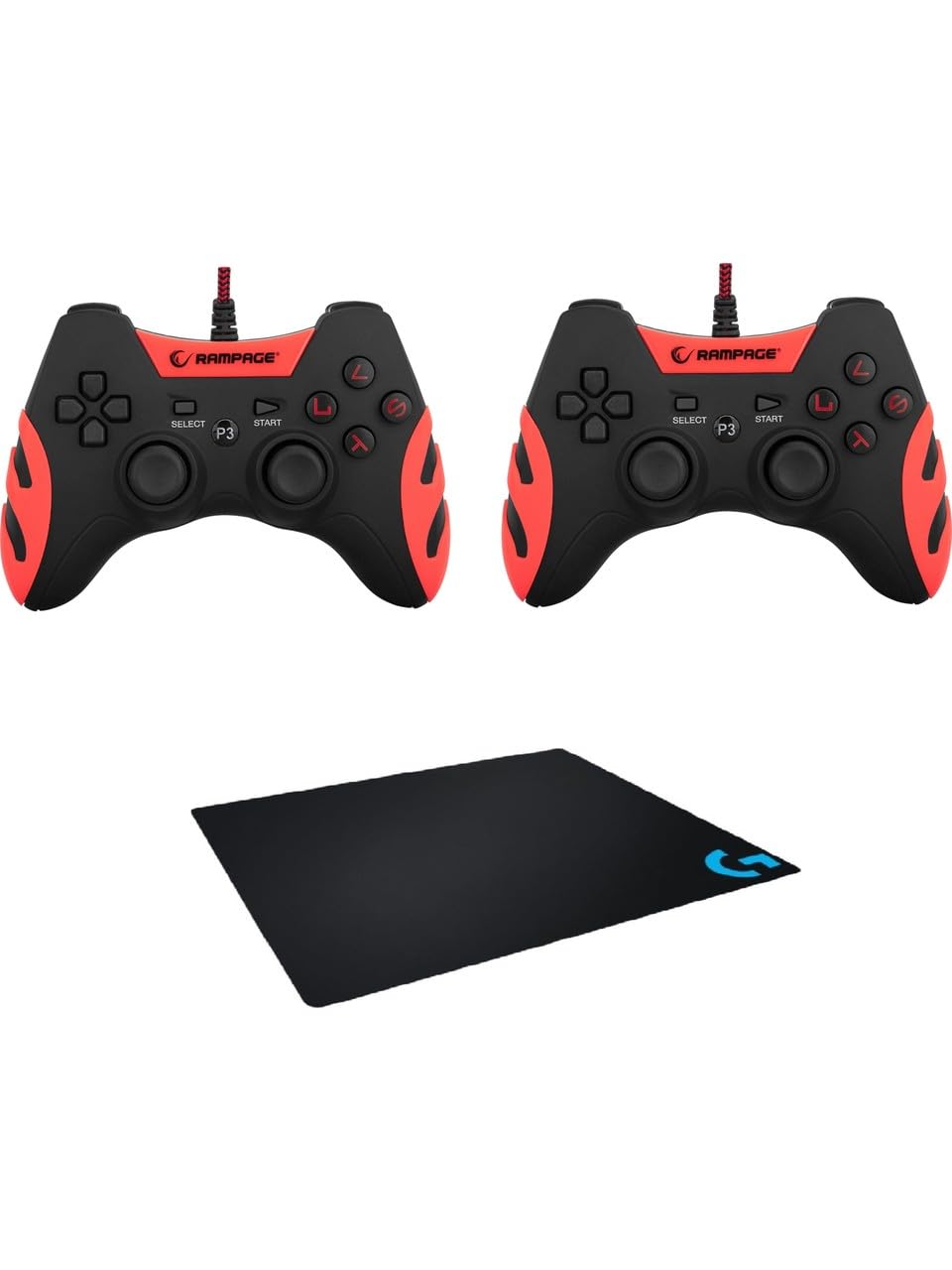 Rampage 2 Li Paket Rampage SG-R218 Ps3/pc x Input Kırmızı USB 1.8m Joypad +Mavi G Desenli Gaming Mou