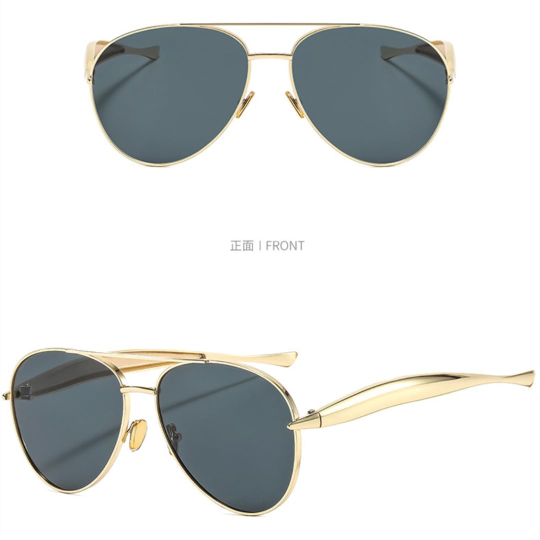 Luksusowe okulary przeciwsłoneczne damskie retro z dużą owalną ramką, złote, przezroczyste soczewki, okulary przeciwsłoneczne typu pilot, UV400, męskie, duże