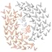 Schmetterling Wandaufkleber 72 Stücke 3D Schmetterling Dekorationen Schmetterling Aufkleber Wandsticker DIY Wandkunst Aufkleber Wandtattoo Wanddeko für Wohnung, Raumdekoration (Roségold+Silber)