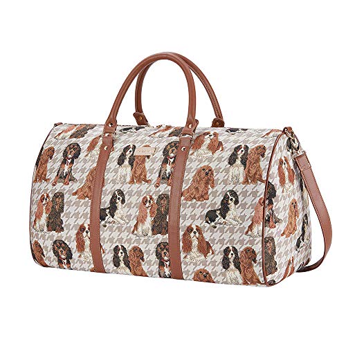 Signare Signare Gobelin-Gepäcktasche für Reisen und Sport/große Reisetasche für Damen Sporttasche Damen mit Hund Designs (Kavalier König Charles Spaniel)