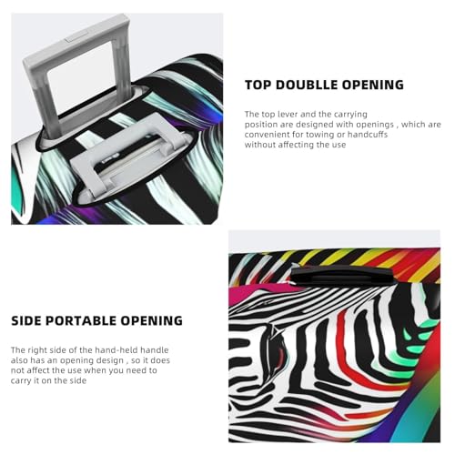 Colorful Rainbow Zebra print Anti-scratch Luggage Cover, Luggage Protective Case, Washable Luggage Cover4