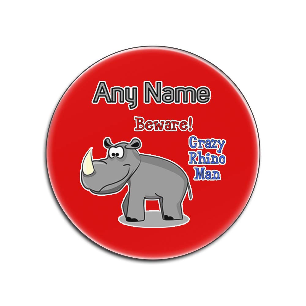 Dessous de verre Crazy Rhino Man blanc rouge rond motif animal slogan love pour table