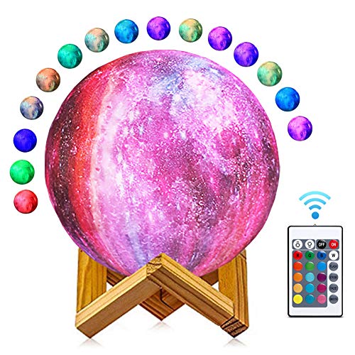 Moon Lamp 3D Print Space Night Light Avec 16 Couleurs USB Rechargeable Commande Tactile & TéléCommande Lampe De Chevet Lunaire pour Enfants Garçons Cadeau D'anniversaire De Noël Filles Cover