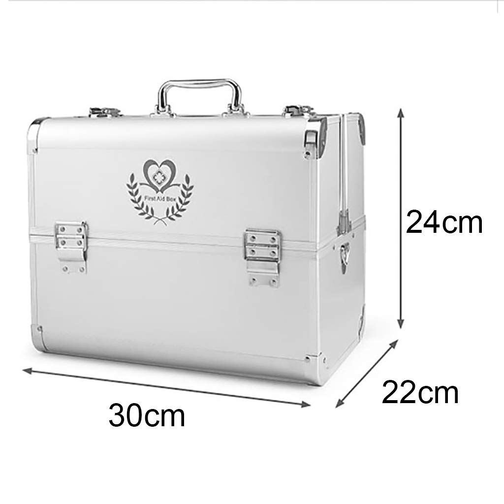 Scatola Medica Con Serratura, Scatola Del Kit Di Pronto Soccorso Scatola Di Immagazzinaggio Della Medicina Con Serratura Di Sicurezza Con Maniglia Portatile Per Auto, Casa, Viaggio - Argento/Rosa
