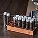 KNODOS Single Dose Coffee Bean Storage Tubes Coffee Bean Cellar 10 Pcs Dosing Glass Vials With Lids (2 Oz) Wooden Display Stand And Funnel