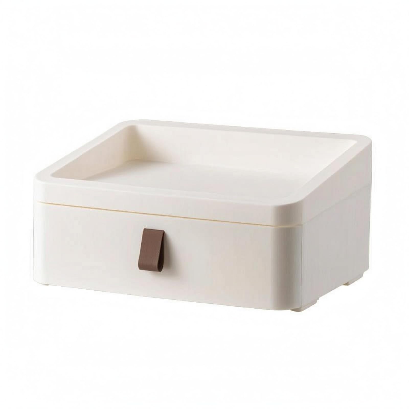 Contenitore da Scrivania Organizer Cassettiera Scatola Vassoio Superiore Cassetto Corpo Rettangolare Salvaspazio Adatto per Postazione Lavoro, Bianco