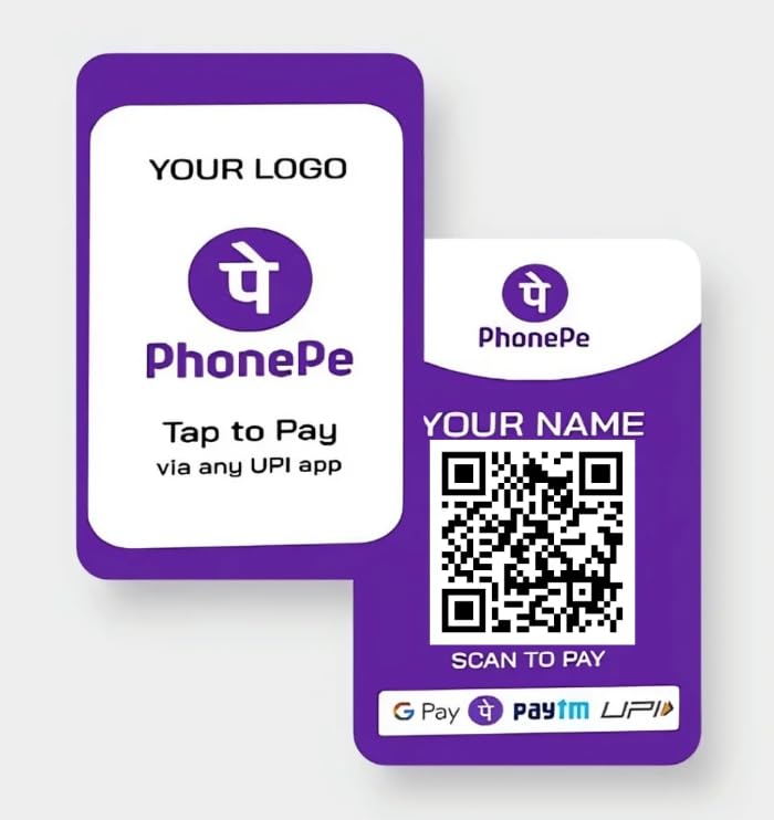 PhonePe UPI QR Payment Card | Digital Payment Display Card for Ph...