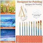 Paquet de 20 4x4 dans Mini Toiles, Petit panneau de toile de peinture avec Mini Easel, Art Toile Peinture Kit avec 10 Brosses & 5 Plateau de peinture pour huile de versage acrylique...