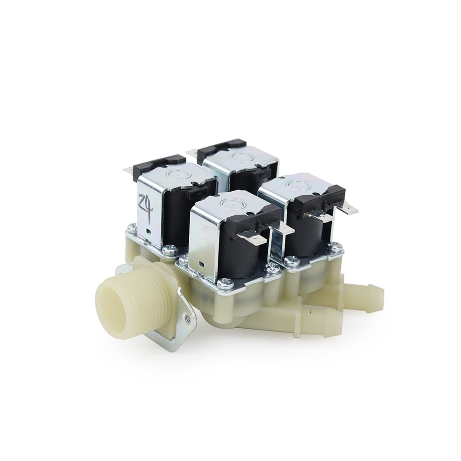 TREDSWQCV 1 in 4 Out Plastic Electromagnetic Valve DN20 Normally Closed 220V/12V/24V Water Inlet Drain Solenoid 1Pcs(Onecolor)