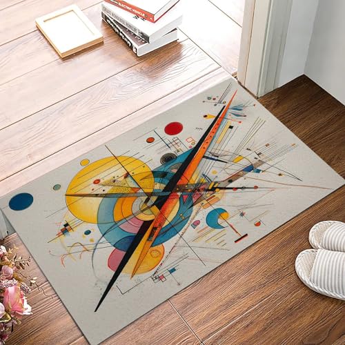 Tapis d'entrée maison antidérapant et lavable aux lignes géométriques