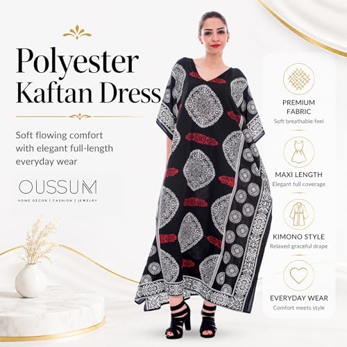 Image of Oussum Women Kaftan Plus Size Polyester Summer Lightweight Caftan Swimsuit Cover Ups Maxi African Mumu Lounge House Dress