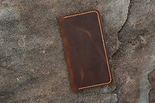 Distressed vintage brown leather wallet case for iPhone 17 16 15 14 13 Pro Max/real leather Wallet Case Compatible with iPhone 17 16 15 14 Plus -IP005W4