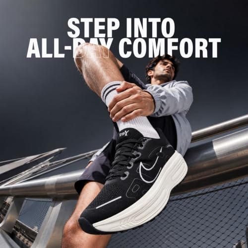 Yes'No Men's Black Sports Shoes Black & White - Image 3