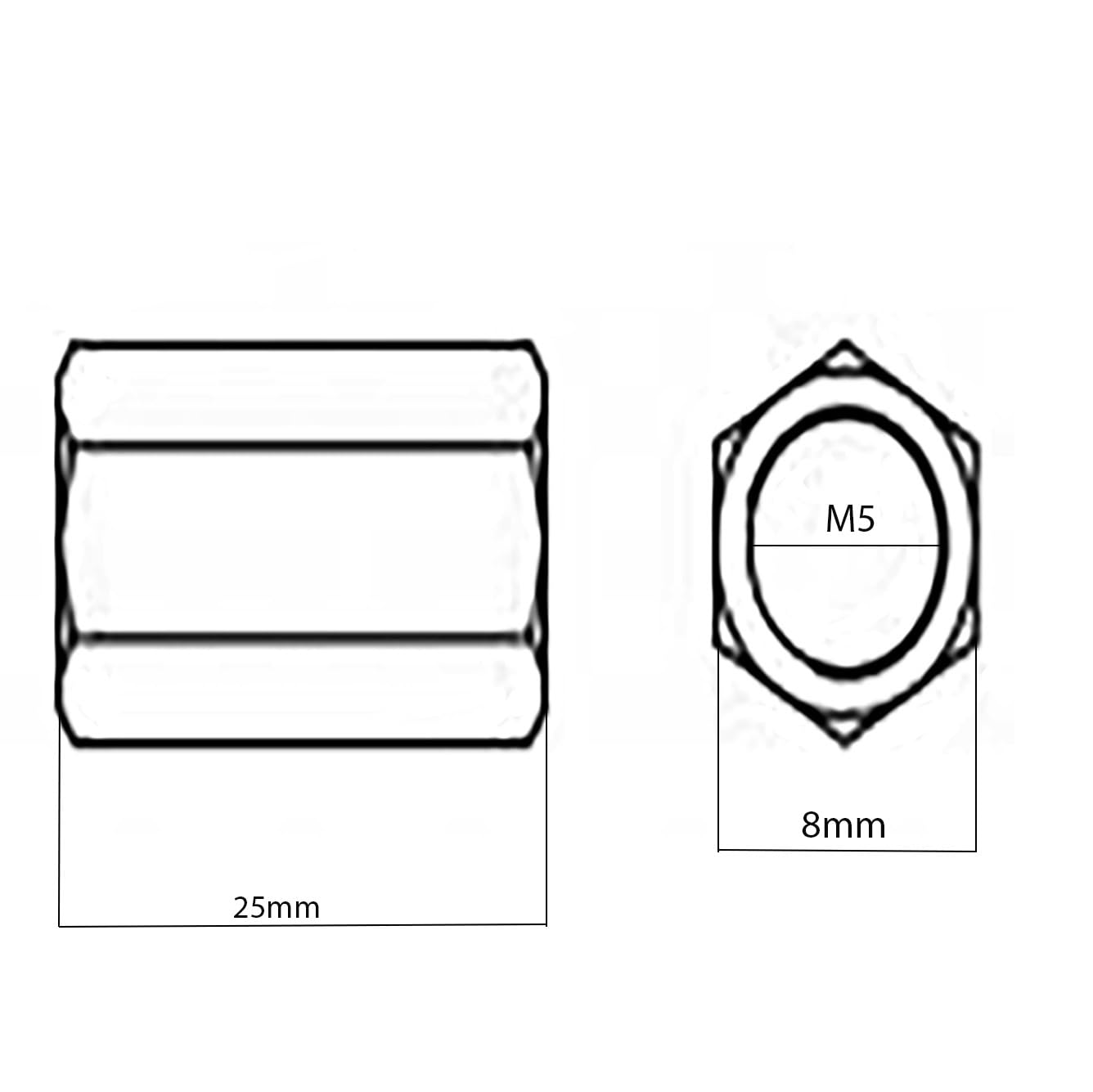 M5 (5mm x 25mm) Zinc Plated Steel Coupling Nuts Threaded Rod Connecting Bar Hexagon Connector Nut Metric DIN 6334 (Pack of 20) H08E - Image 2