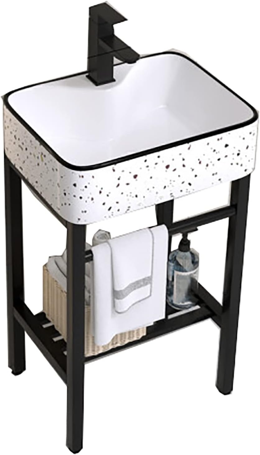 Bathroom Ceramic Washbasin With Black Legs,Freestanding