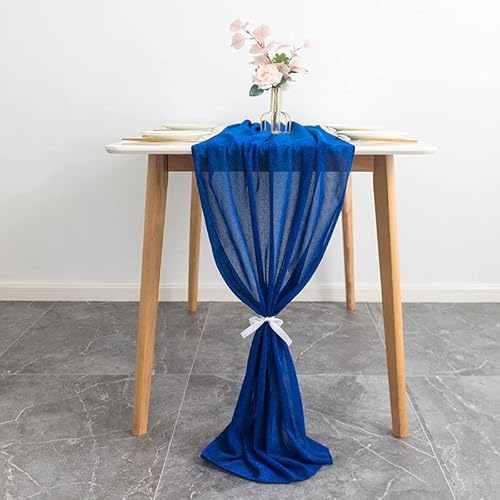 Wenstent Tischlaufer Blau 3m Polyesterfasern Tischlaufer Hochzeit Abwaschbar Cover