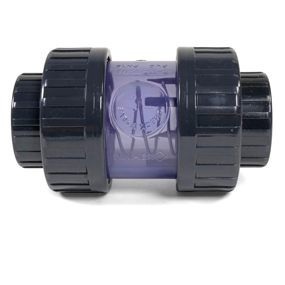 PVC-U Rückschlagventil 63 mm - Transparentes Kegelventil mit Edelstahlfeder AISI 302 - Klebemuffe EPDM Dichtung - PN16 DN50