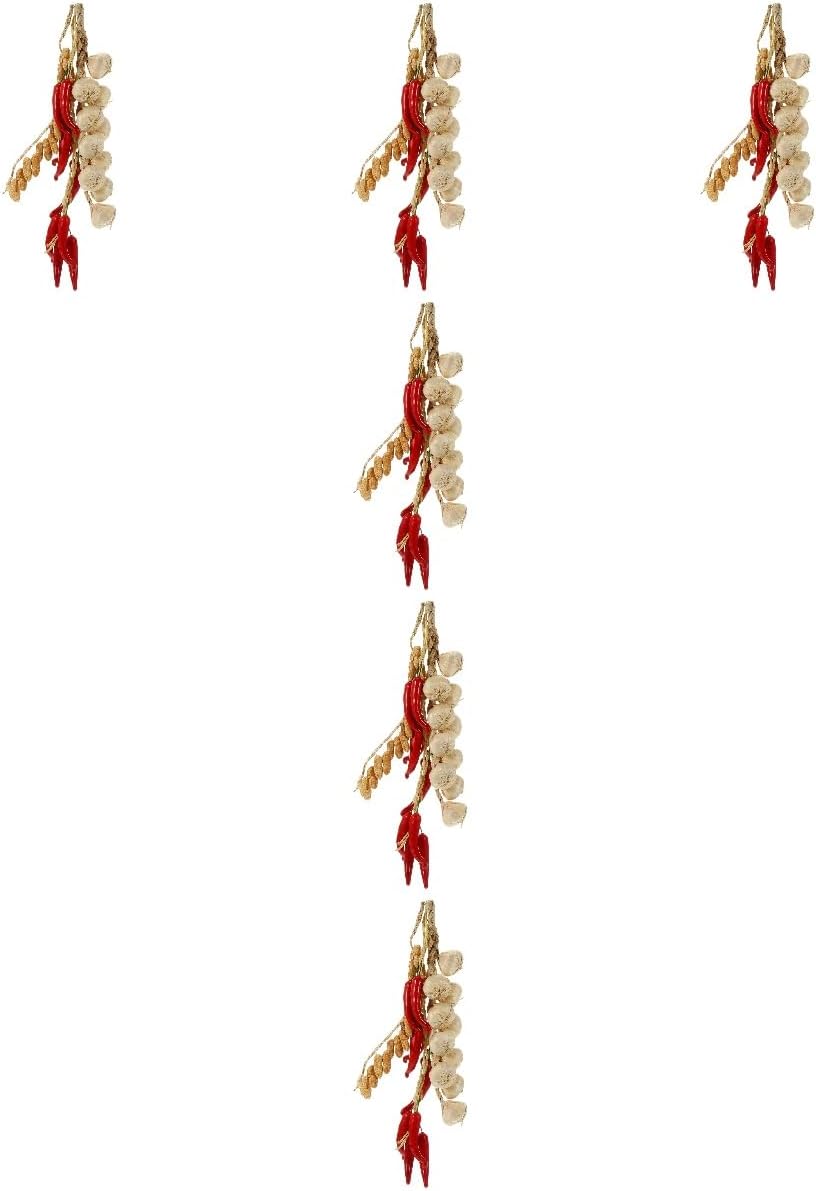 LUOZZY 18 Pcs Artificial Fake Vegetables String Fake Garlic Pepper Peanut Hanging Ornaments Simulated White Garlic Red Pepper Hanging Decor for Home Kicthen Photography Props