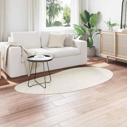 Tapis de salon crème en polyester moelleux et rectangulaire - 5