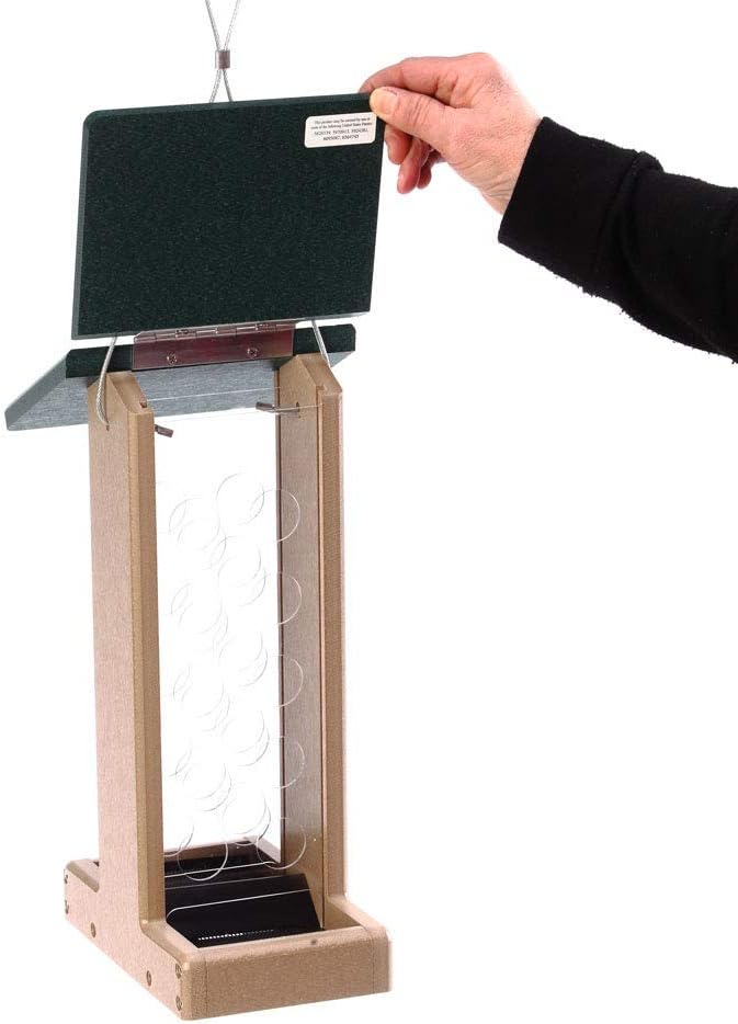 Birds Choice Whole Peanut Bird Feeder for Blue Jays and Woodpeckers - Durable Recycled Material, Taupe w/ Green, 7"L x 10.50"W x 14.75"H, Made in USA