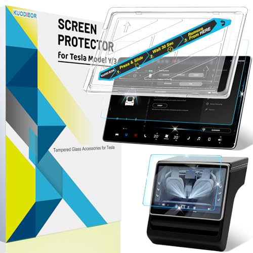 New Version Tesla New Model Y Juniper & Model 3 Highland Screen Protector【No Glare! Anti Fingerprint!】9H Tempered Glass Protector with Frame Kit, Model 3 (2024~2026) / New Model Y Juniper Accessories