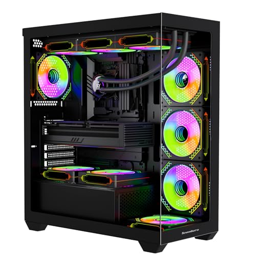 Image of Gamin Sythe- 300 Mid-Tower Computer Case /Gaming Cabinet - Black | Support ATX, Micro-ATX, Mini-Itx | Pre-Installed 3 Argb Fans