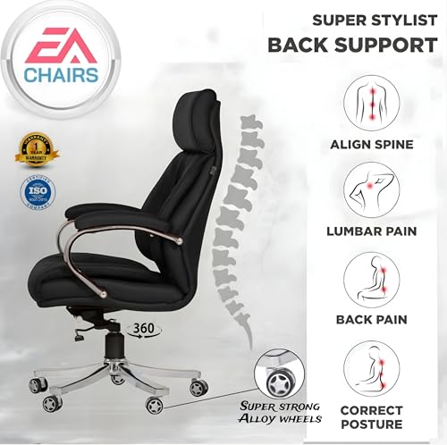 Image of S-90 PRO Black Iran Arms /Luxury Comfort of Torshan Mechanism Victory Ergonomic Leatherette Executive High Back Revolving Desk Office Chair