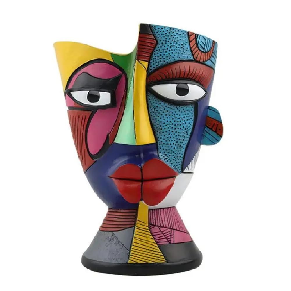 CTRLZS Outdoor Resin Planter with Abstract Face Design for Home, Desk, and Balcony Plants