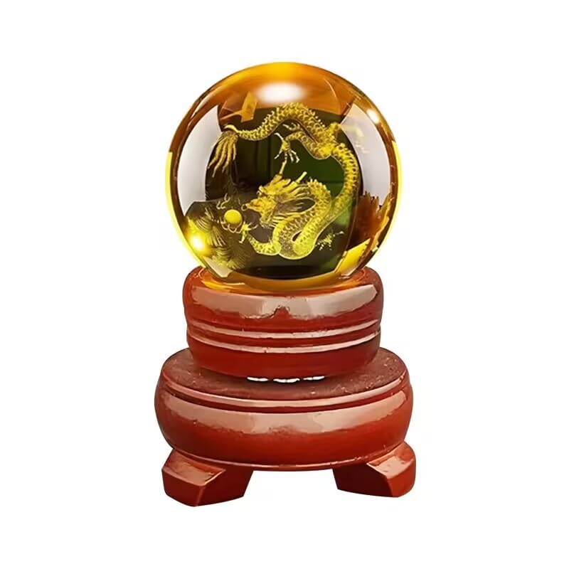 NIBHZ Boule de Cristal Jaune Dragon Ball Lingot d'or lumière Luxe Haut de Gamme Ornement décoration de la Maison Cadeau Porte-Bonheur décoration de Bureau...